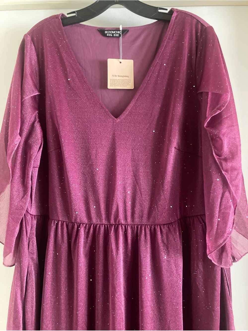 Bloomchic Formal Wine Color Midi Dress Fully Lined. - Picture 4 of 7